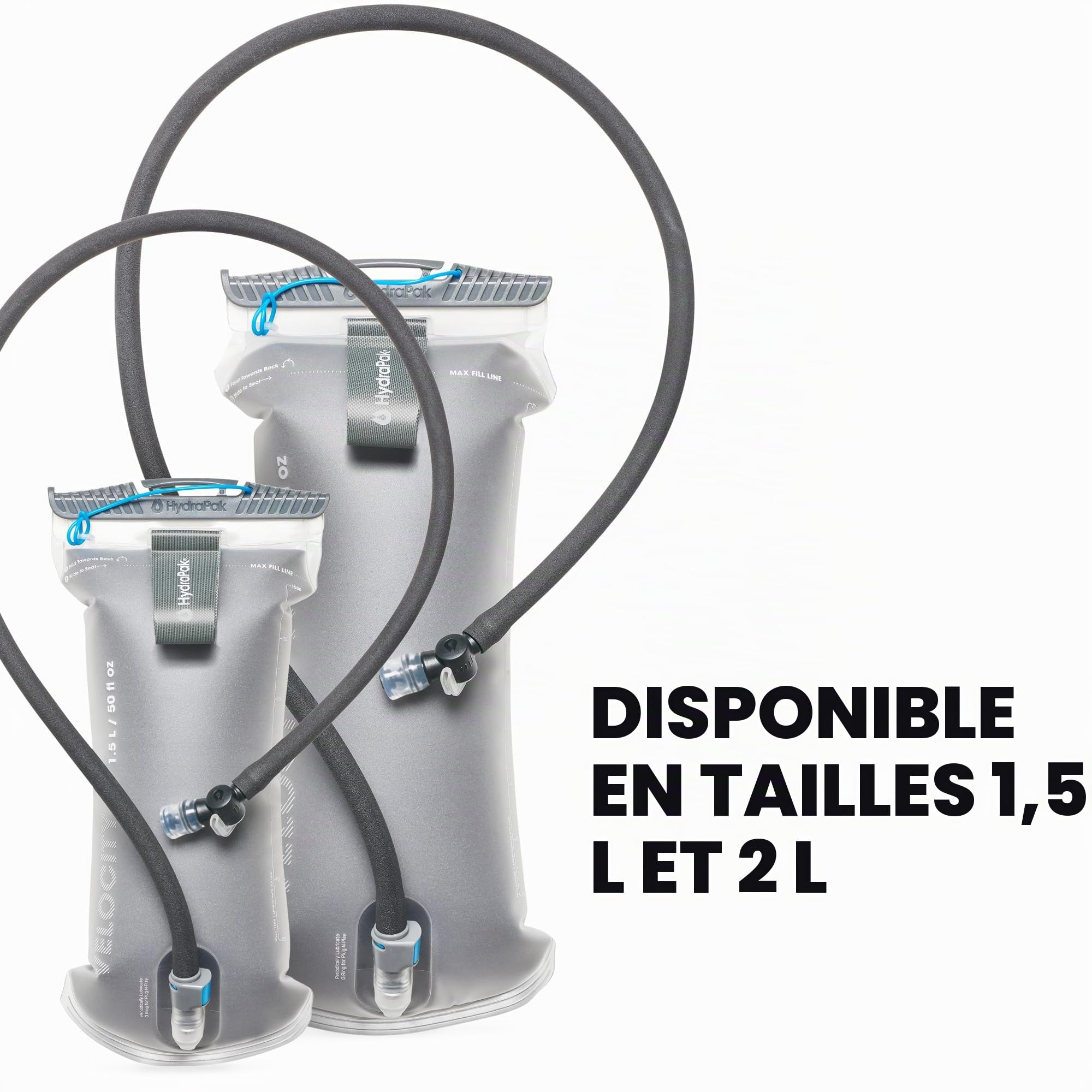 HydraPak Velocity IT (1,5L ou 2L Réservoir d'Hydratation) - Réservoir d'eau isolé pour pack d'hydratation - Valve de morsure auto-scellante, anti-fuite et passe au lave-vaisselle