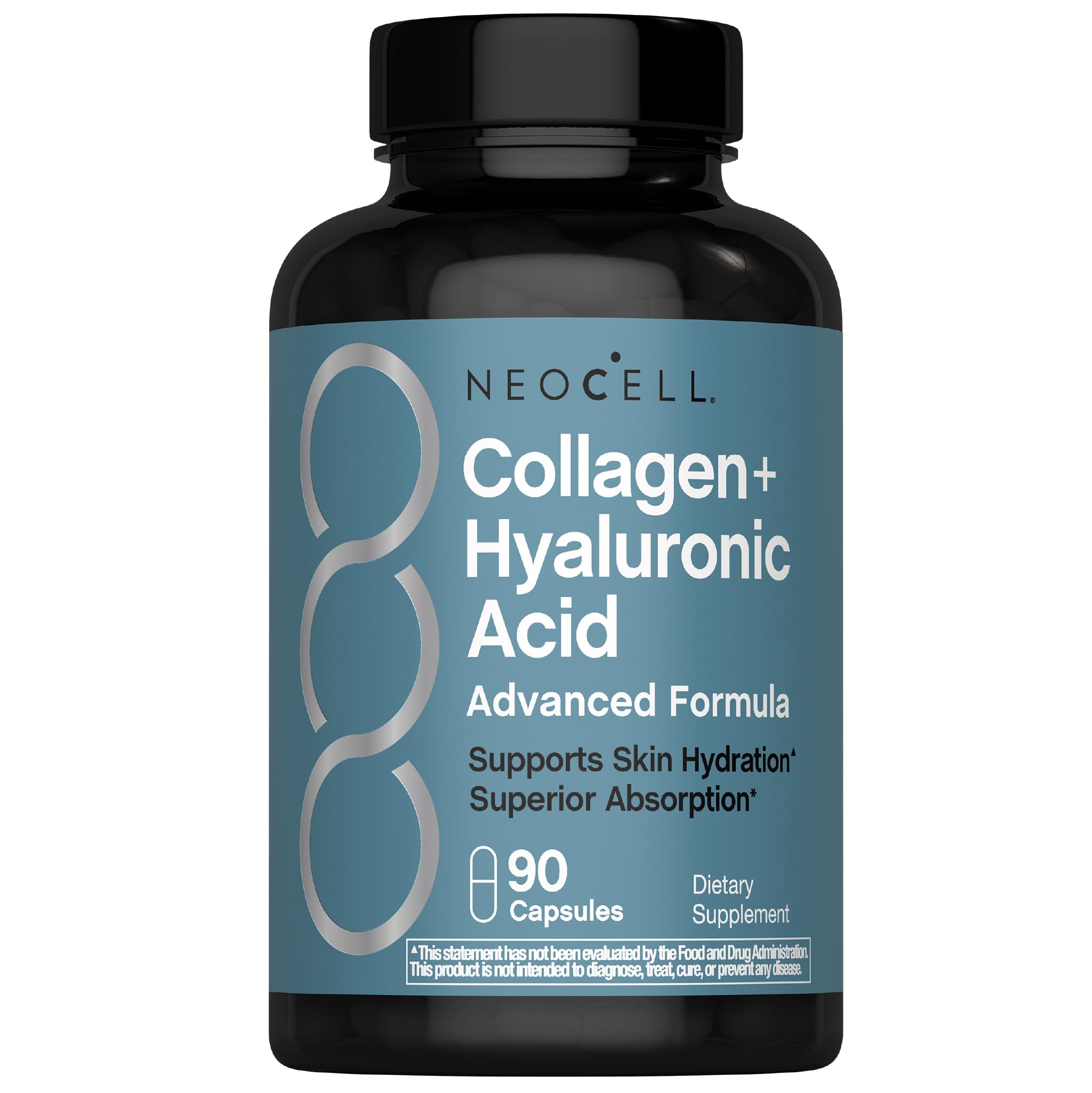 NeoCell Collagen Peptides Capsules 90 Count Plus Hyaluronic Acid Skin Hydration Superior Absorption Advanced Grass Fed Formula Supplement