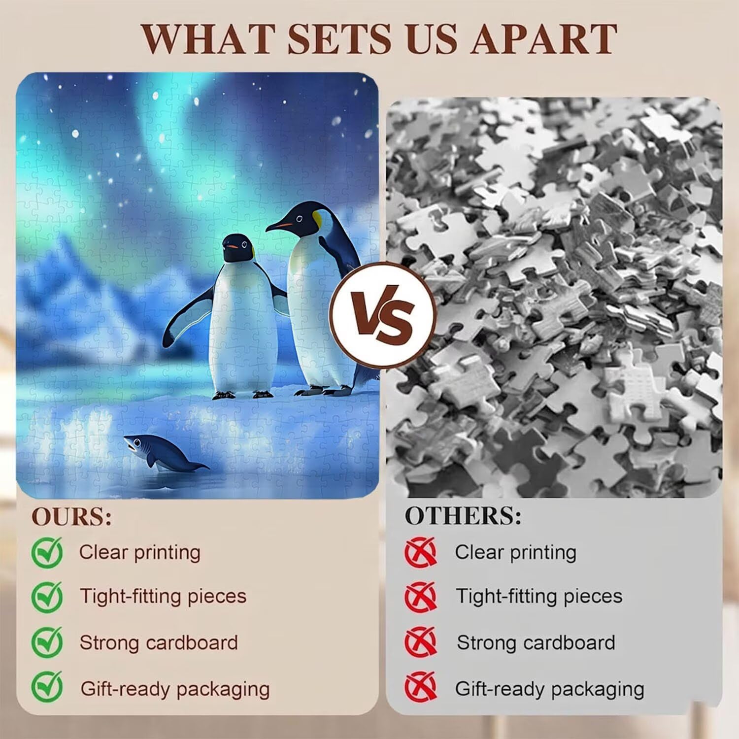 pinguino aurora-2 Puzzle 5000 Pezzi per Adulti, Puzzle in Legno - Collezione Classica con Poster Incluso - Sfida di Concentrazione e Passatempo Antistress, Gioco per Famiglia, 156 x 105 cm f0-828