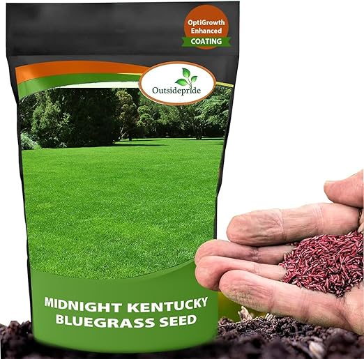 Outsidepride Midnight Kentucky Bluegrass Seed - 5 Lbs. Cold & Drought Tolerant, Sun-Loving Lawn Grass Seed, w/High Traffic Tolerance & Deep Root System, OptiGrowth Coated for Better Establishment