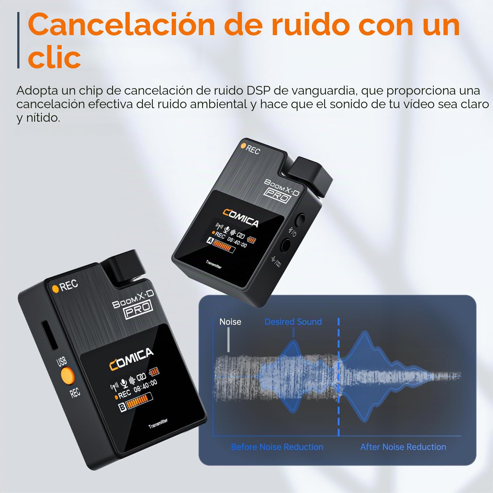 Micrófono Lavalier inalámbrico, Comica BOOMX-D2 Pro, micrófono inalámbrico 2.4G con Almacenamiento 8G, micrófono Lavalier para cámara, teléfono Inteligente, computadora portátil.