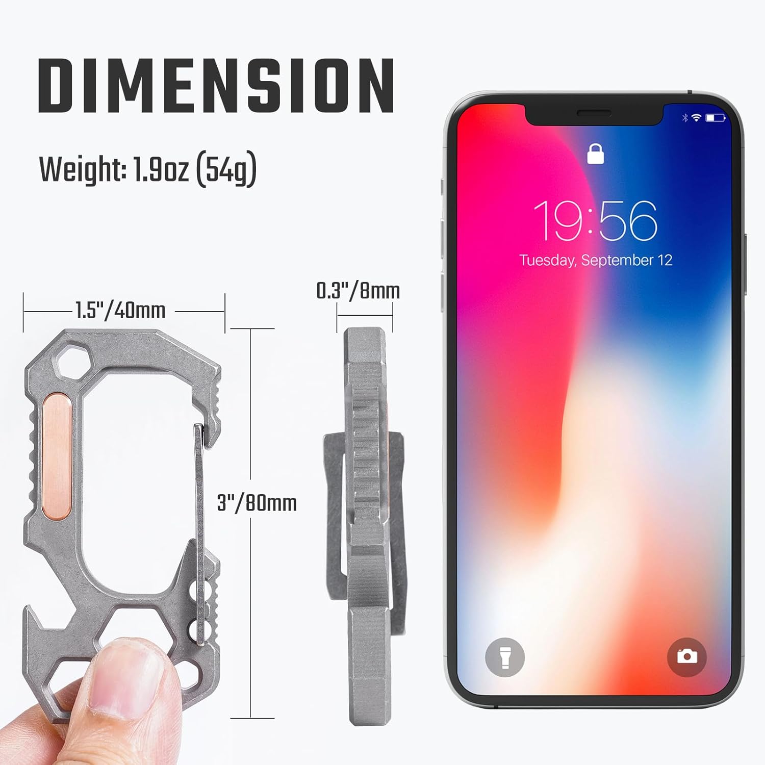 KeyUnity KU01 Titanium Keychain Carabiner Multitool, Carabiner Key Holder, Screw Wrenches, Screw Bit Holder, Bottle Opener, Multifunctional tool for Men