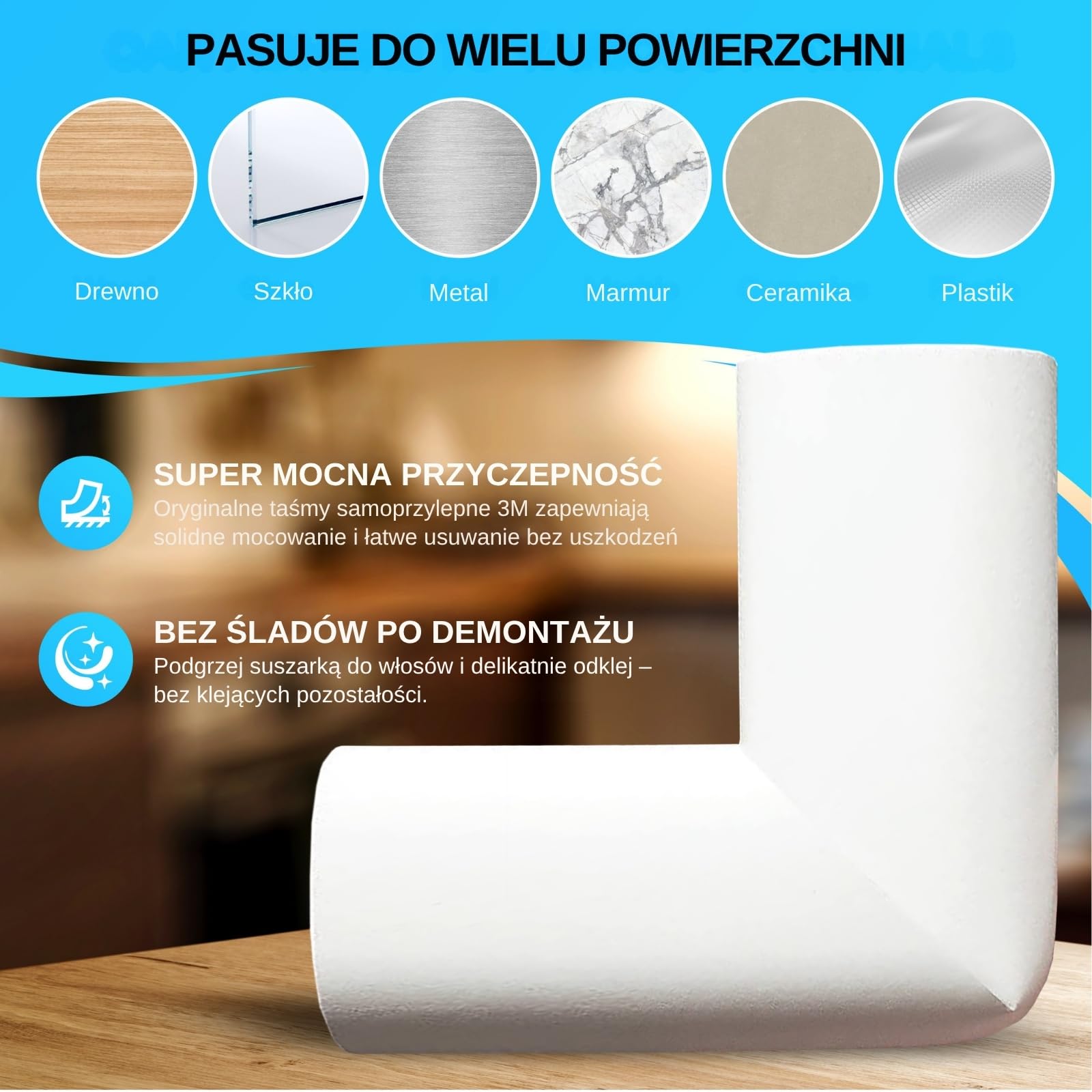 Happy Chlea® 20 x Zabezpieczenie Krawędzi dla Niemowląt z Technologią Aktywnej Pianki, Miękkich Ochraniaczy Narożnych dla Dzieci Oraz 2 Blokady do Szuflad, Stołów, Mebli (Biały)