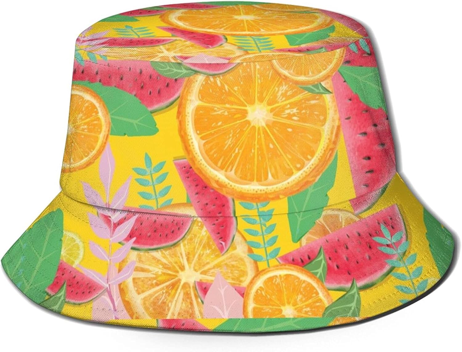 Summer Fruit s, Lemons and Watermelons Funky Print Bucket Hat Summer
