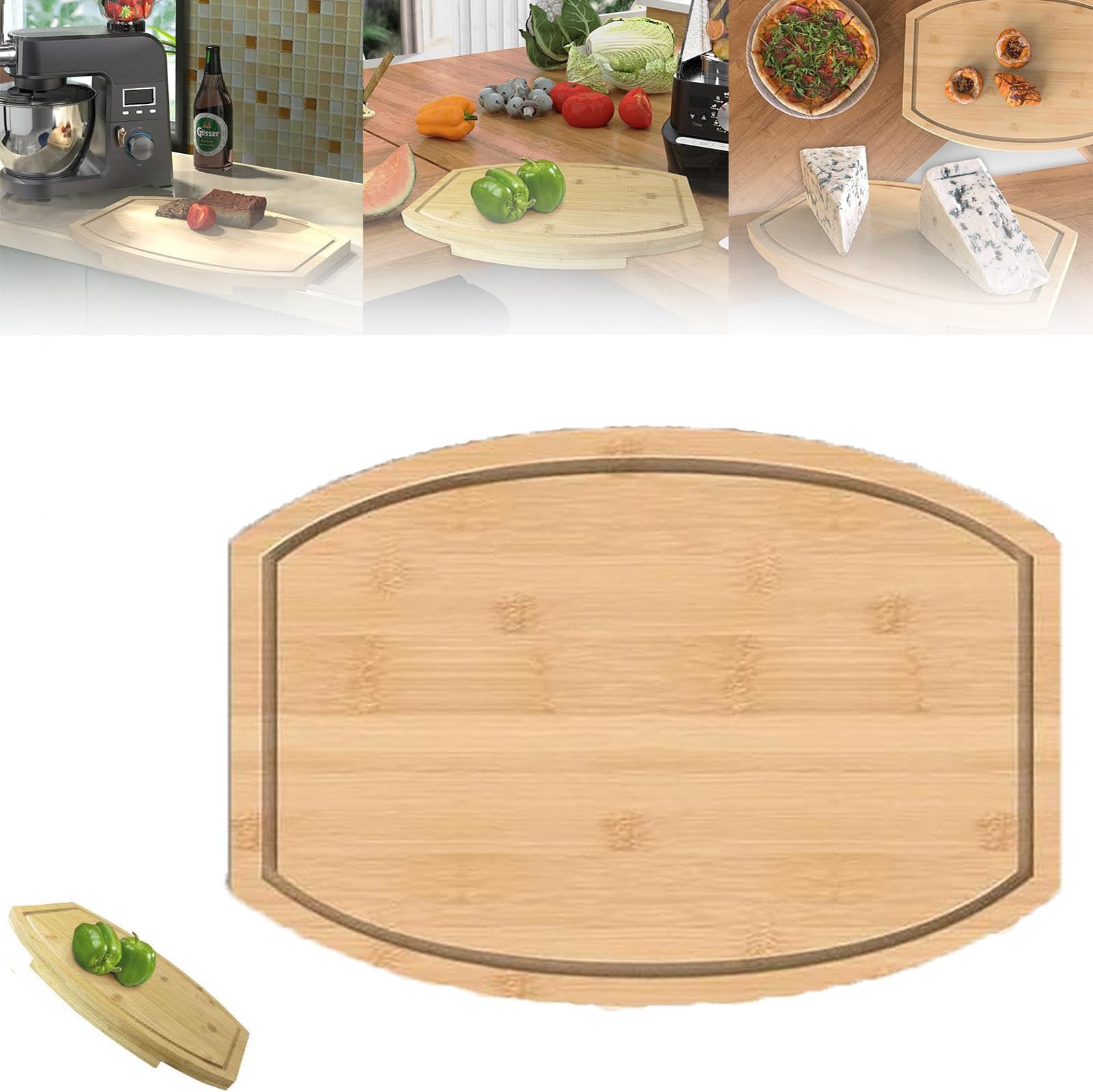 Corner Cutting Board, Corner Cutting Boards for Kitchen Counter, Corner Counter Cutting Board, Corner Countertop Cutting Board with Juice Groove, for Kitchen Counter Corners, Space Saving (B)