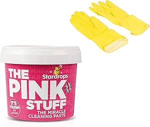 YDF, Miracle Cleaning Paste The Pink Stuff All Purpose Cleaner 500g - Bonus yellow rubber gloves, Medium (Pack of 1)