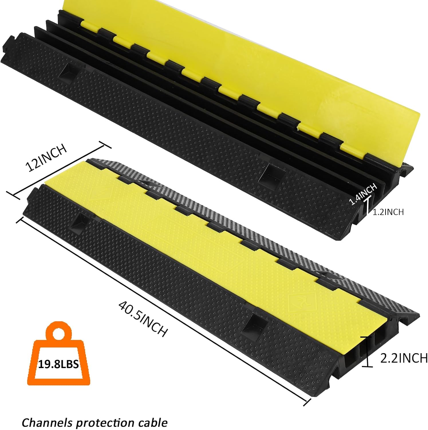 GarveeTech Cable Ramp 1 Pack 3 Channel Rubber Cable Protector Ramps, Cable Wire Cord Cover Ramp, 28000 lbs Capacity Heavy Duty Speed Bump Driveway Outdoor Hose Cable Ramp Protective Cover