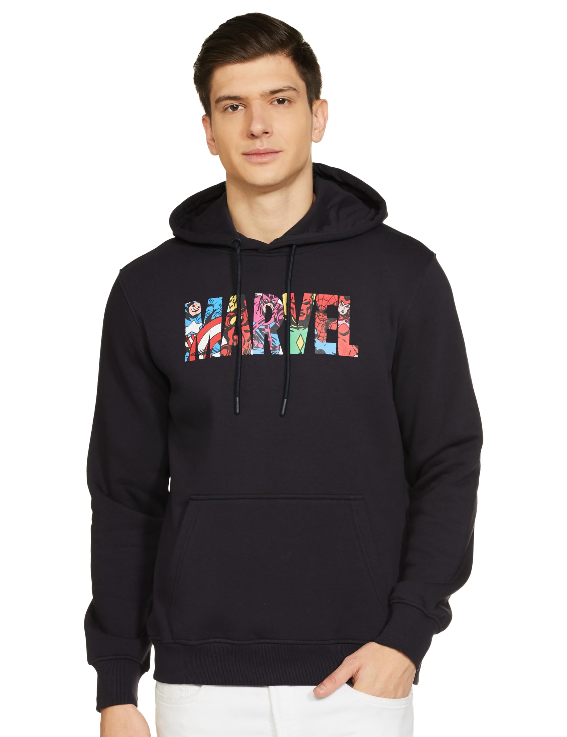 Amazon Brand - Symbol Men's Cotton Heavy Weight Hooded Sweatshirt (Available in Marvel & Disney Graphics) (Regular Fit)