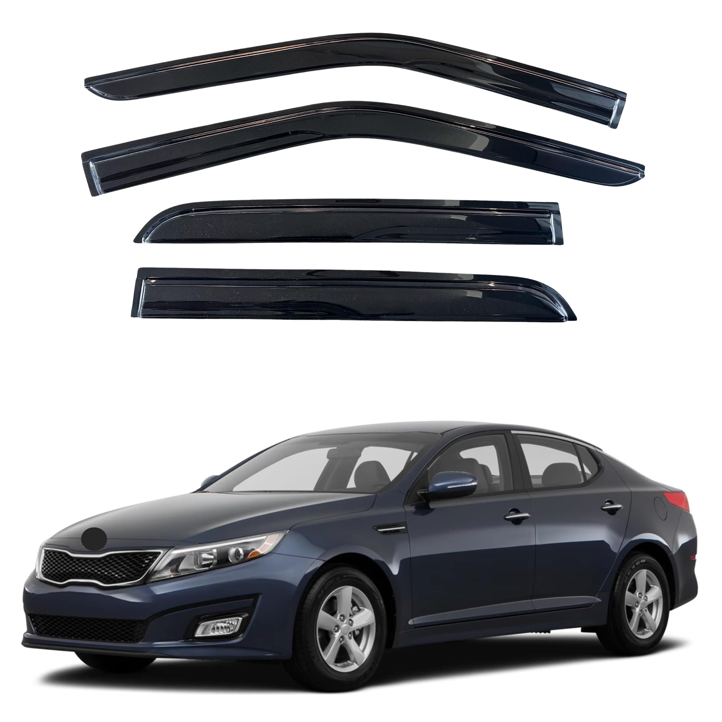 Rain Guards Fit for 2011-2015 Kia Optima, Out-Channel Window Visors Vent Wind Deflectors 4PC, Car Accessories for 11-15 Optima