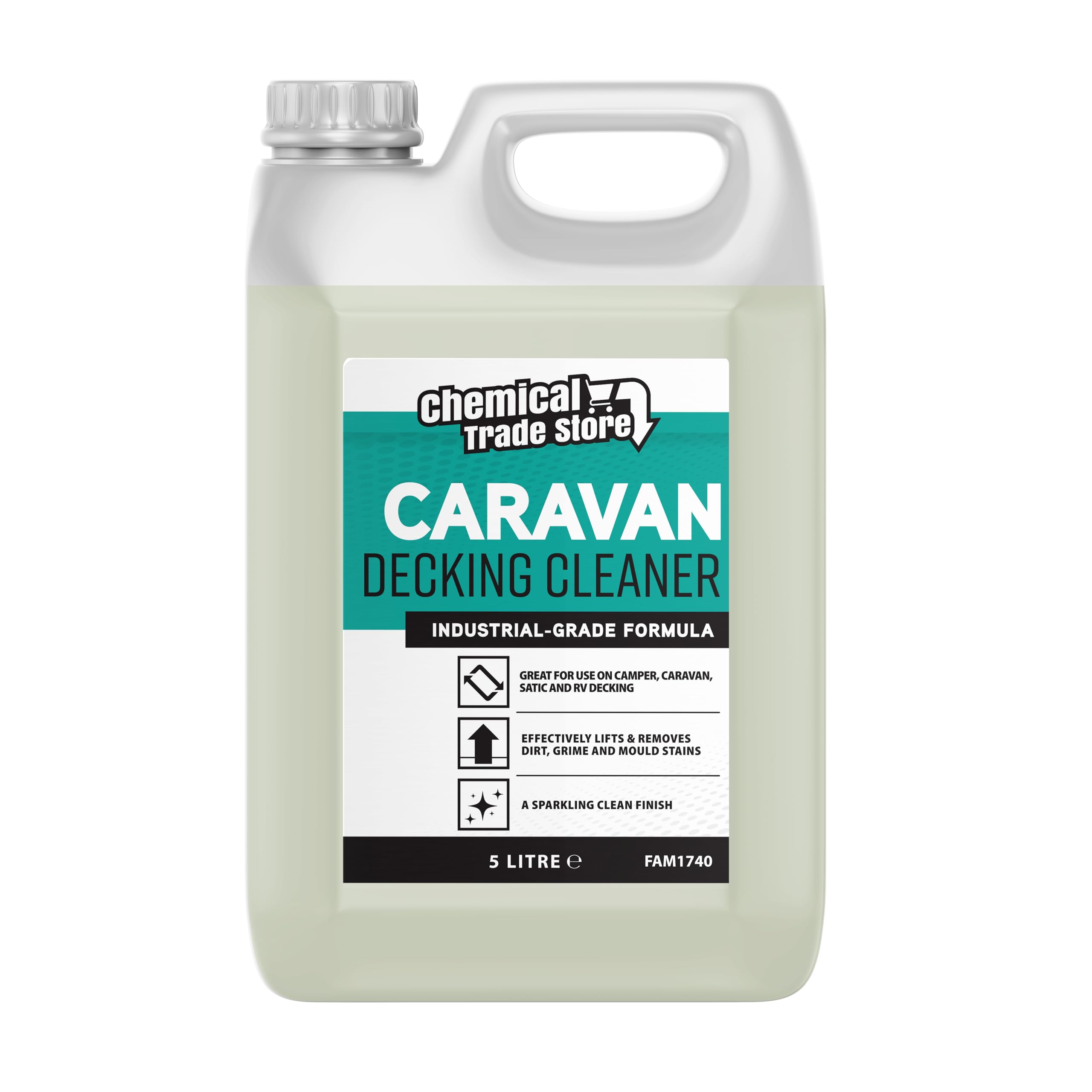 Chemical Trade Store - Caravan Decking Cleaner - Static Caravan, Lodge & Composite Deck Algae and Mould Remover - Removes Dirt, Grime and Bird Droppings - 5L