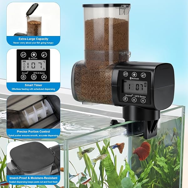 Distributeur Automatique Poisson, Trois Modes d'alimentation Chronométrés, Capacité De 500 ML, pour Carpes Koï Et étangs, équipée d'un Contrôleur D'affichage à Cristaux Liquides - 5