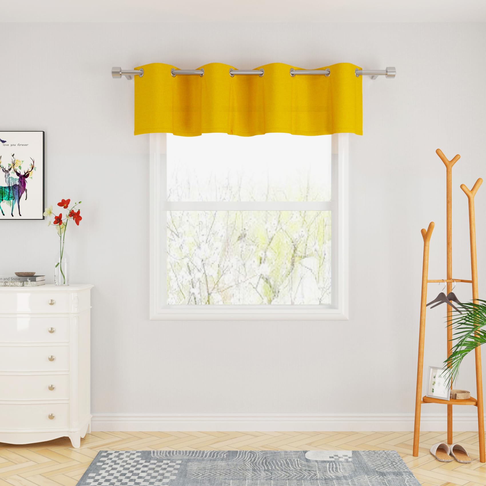 Photo 1 of UPOPO Yellow Valance Curtains - 54"W x 18"L (1 Panel)
