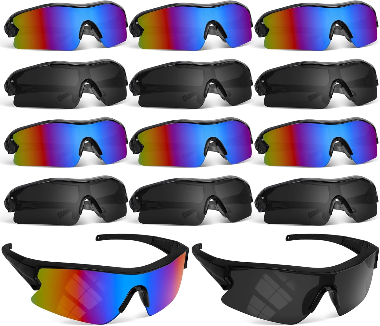 6 Pack Multicolor and 6 Pack Gray Safety Glasses, ANSI Z87.1+ Certified