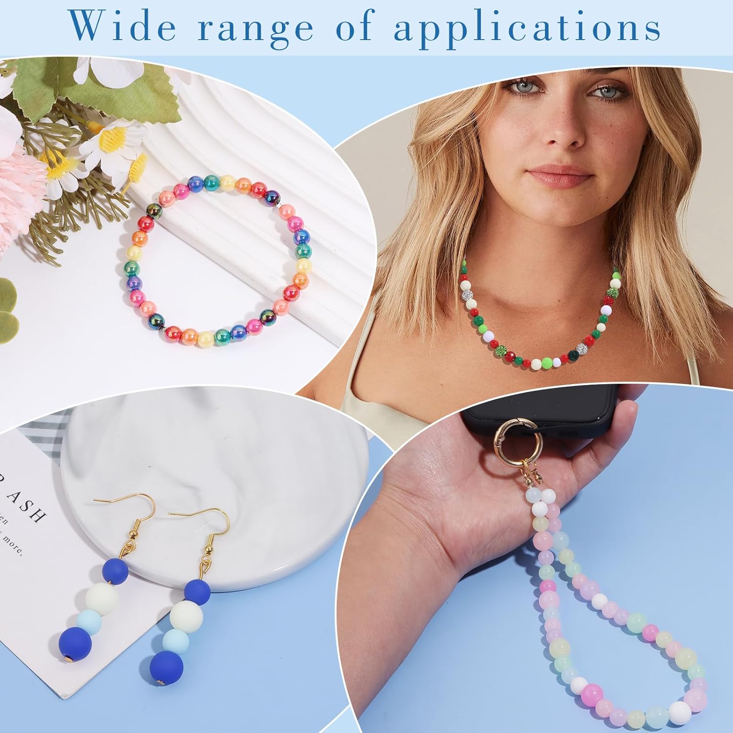 500PCS 8mm Smooth Mixed Color Acrylic Round Craft Beads Spacer Beads with Hole for DIY Bracelet Necklace Earrings Keychain Women Jewelry Making Supplies,Smooth Deep Mixed Color - Image 5