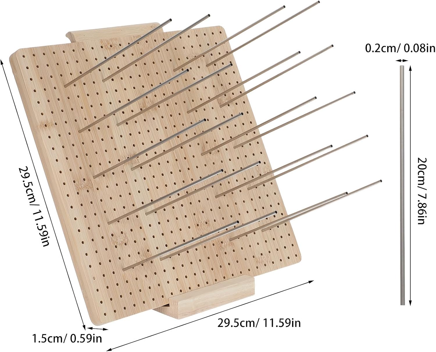SOESFOUFU 1 Set Wooden Crochet Blocking Board with 20 Pins - Compact Crochet Measuring Board - Knitting Finishing Tools for Yarn Crafts Making 11.61"