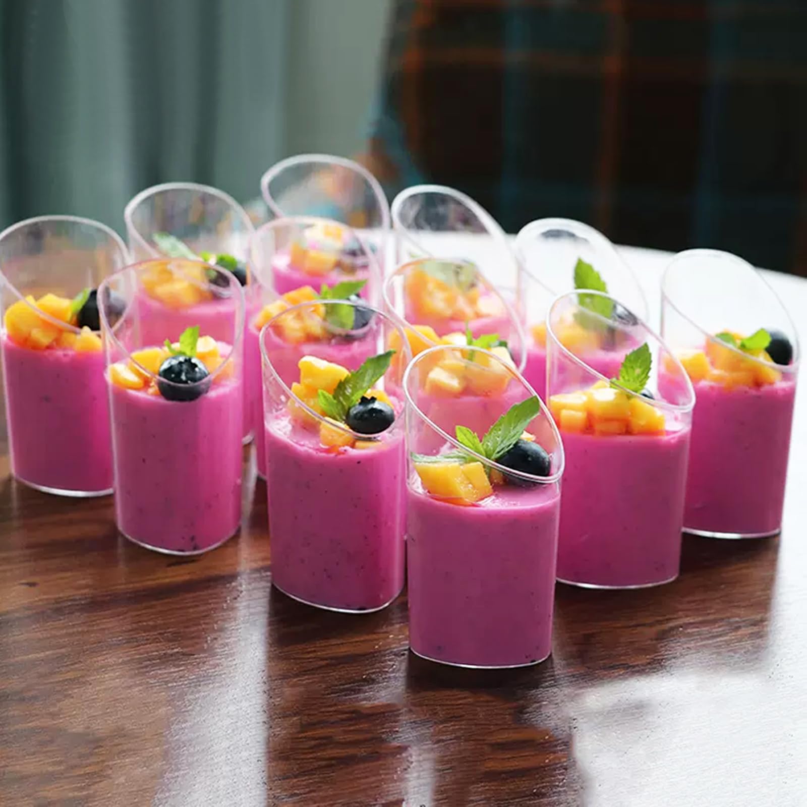 YOUNTHYE 100 bicchieri da dessert con cucchiai, 80 ml, riutilizzabili