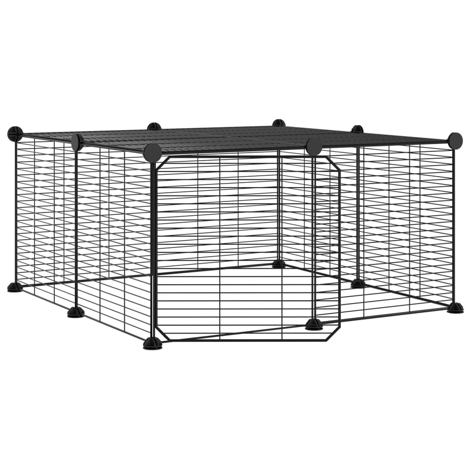 Homgoday Klatka dla psa klatka dla psa wewnętrzna Kennel dla psów klatki dla psów ogrodzenie dla psów na zewnątrz klatka dla zwierząt 12 paneli z czarnymi drzwiami 35 x 35 cm stal Model3114054