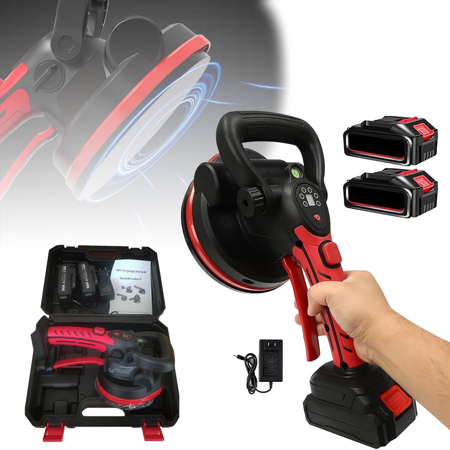 Machine à vibrations pour carrelage avec ventouse 18 cm et écran LCD