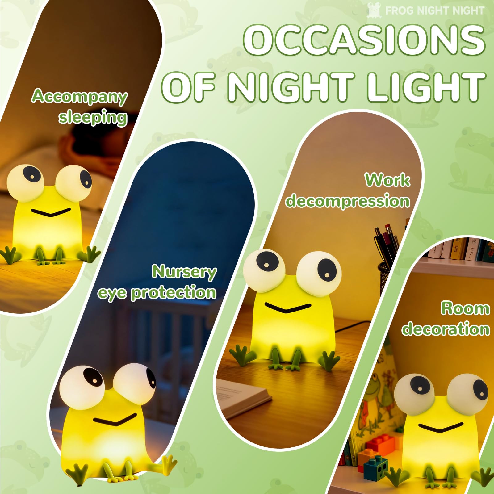Frosch-Nachtlicht für Kinder, dimmbares Silikon-Nachtlicht für Kinderzimmer, Frosch-Lampe, geeignet für Jungen und Mädchen, Raumdekoration