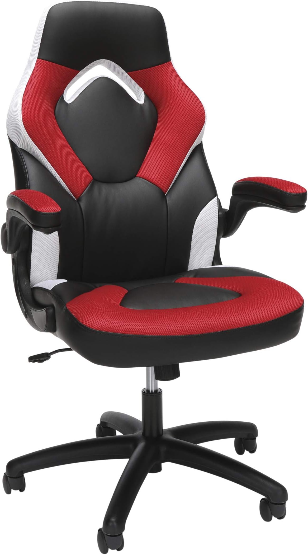 ESS Collection Racing Style Bonded Leather Gaming Chair, in Red/White (ESS-3085-RED-WHT)