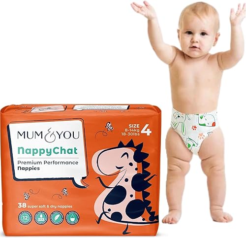 M&Y Pañales ecológicos Nappychat Premium Performance, tamaño 4 (38 pañales), tecnología Smart Tube. Protección contra fugas. 100% reciclable.