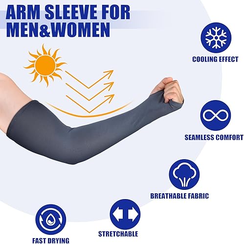 Miniatura 2 de Bememo 10 pares de mangas unisex para brazos, protección UV, cubierta de brazo de seda de hielo, mangas de enfriamiento para brazos al aire libre,