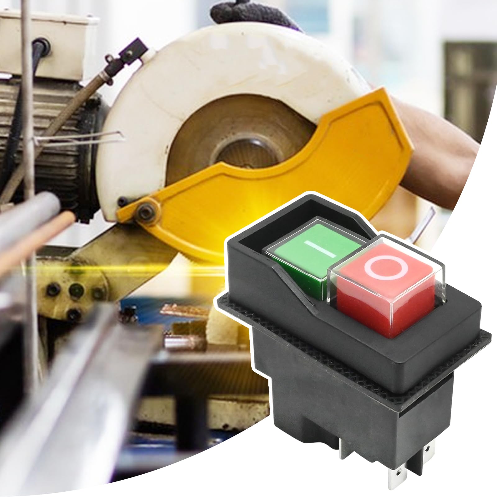 laffoonparts 5-PIN Electromagnetic Pushbutton Switch, 120 Volts Magnetic On-Off Switch for Various Large Power Tools, Cutting Machine Tools, Table Saw