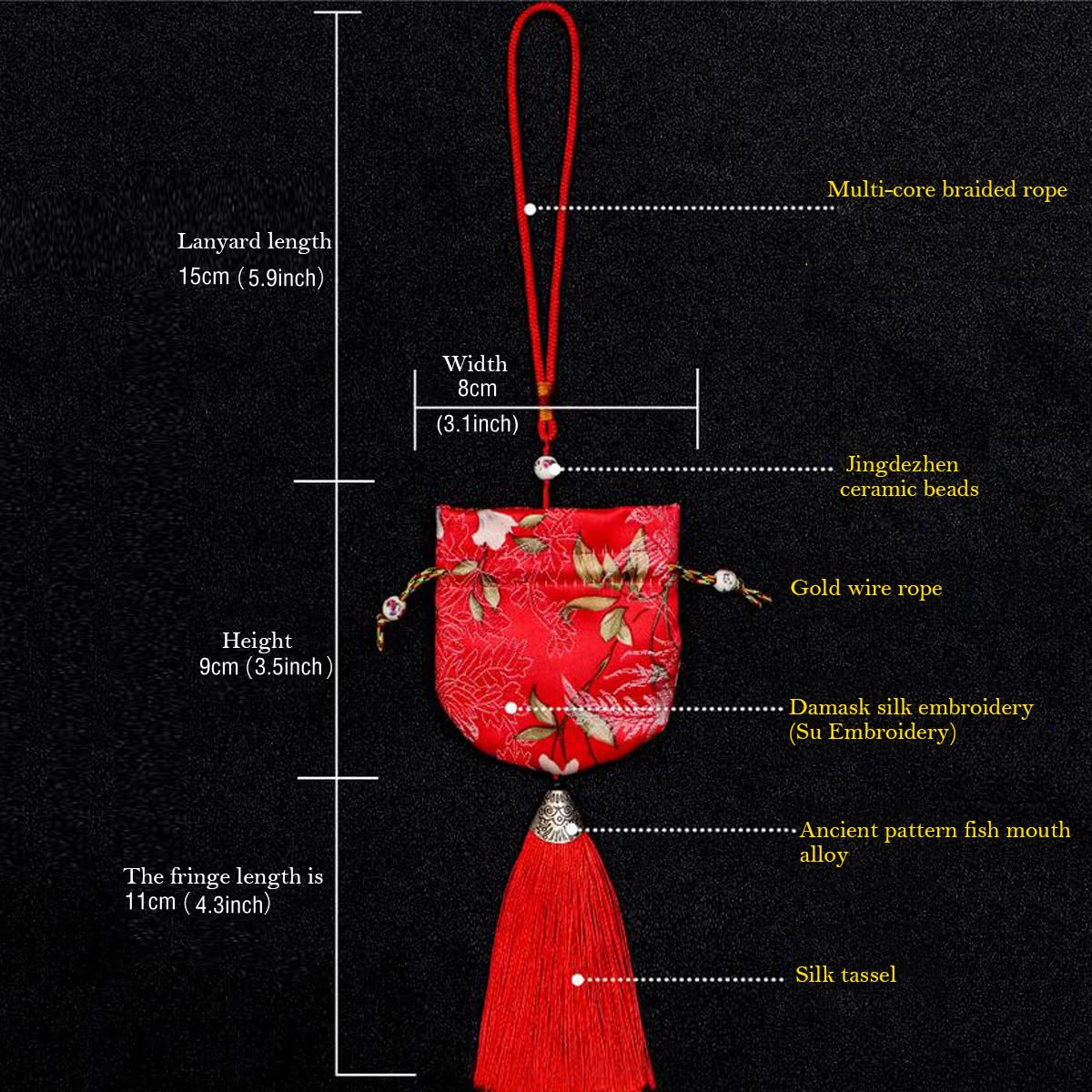 Snadulor 10 Pcs Drawstring Sachets Bags,Silk Brocade Bags,Sachets with Tassels to Make Portable Ssachets,Aromatherapy,Decorations.