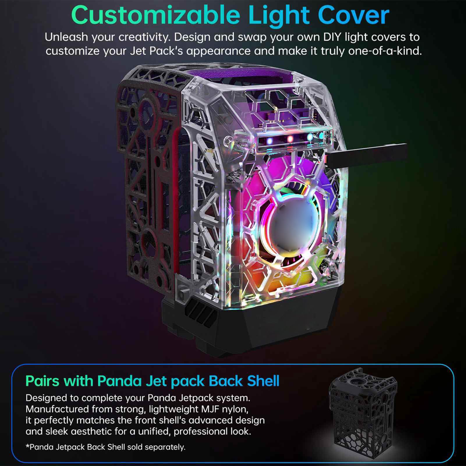 Aramox 3D-Druckkopfabdeckung, Transparentes ABS-Frontgehäuse mit RGB-Licht und Kühlgebläsekanal, Webgesteuerte Druckkopfabdeckung für P1P P1S X1E-Benutzer