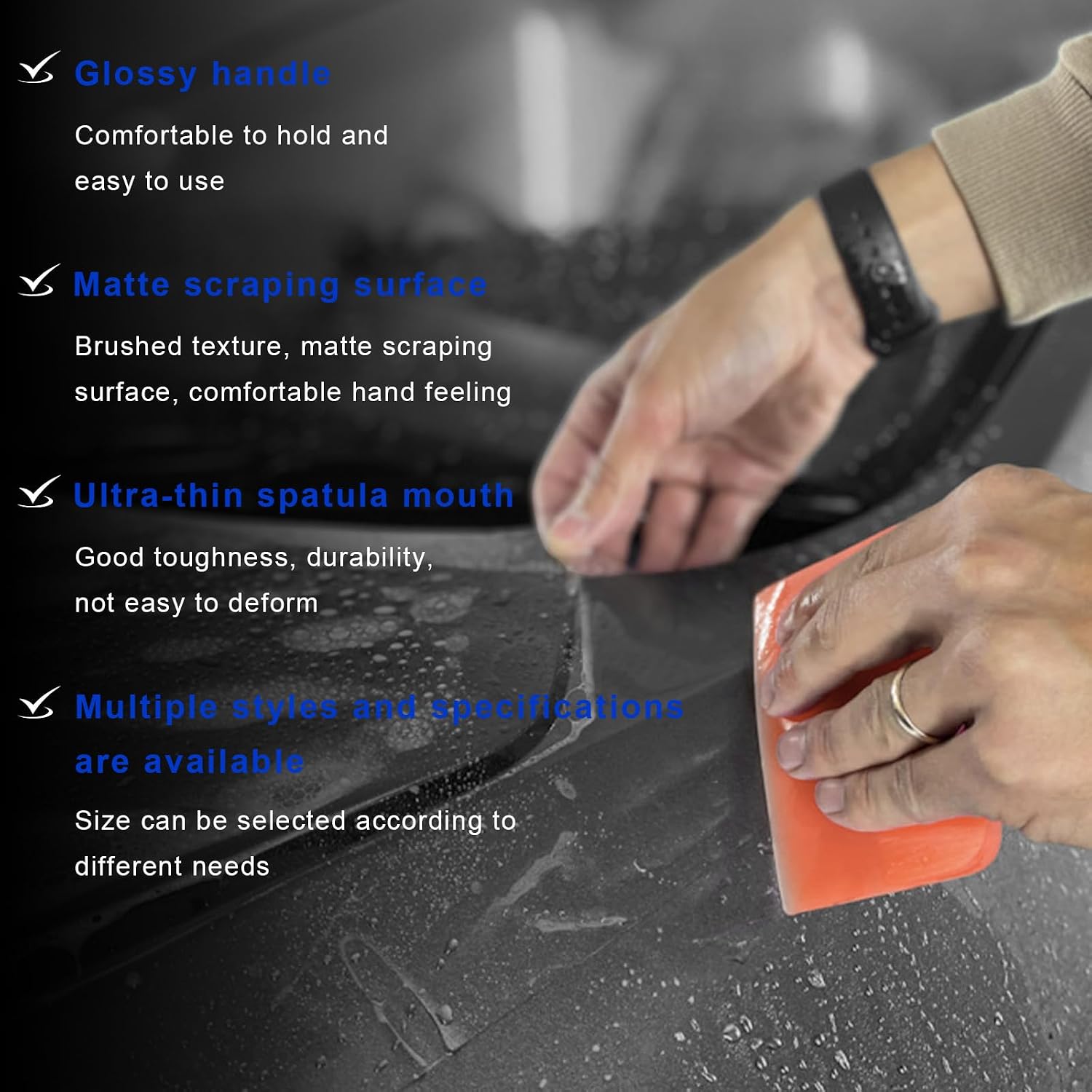 5 in 1 TPU Squeegee Kit, Anti-Scratch TPU Scraper Small Tint Squeegee, Flexible Water Blade Scraper for Vinyl Wrap Paint Protection Film Installation, Car Accessories (Orange) image 3