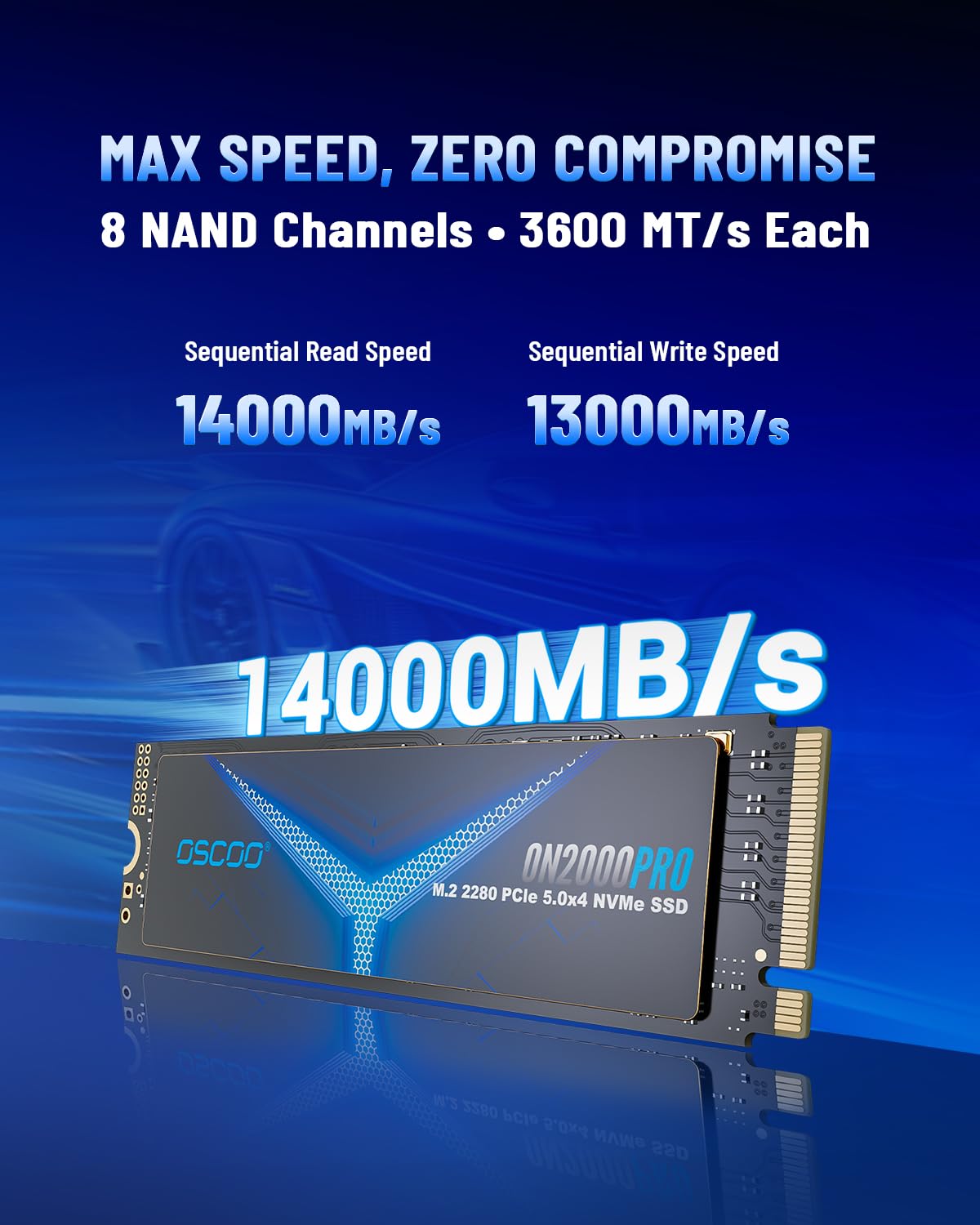 SSD NVMe Gen 5.0 da 4 TB, fino a 14.000 MB/s, cache DRAM, dissipatore di calore in grafene