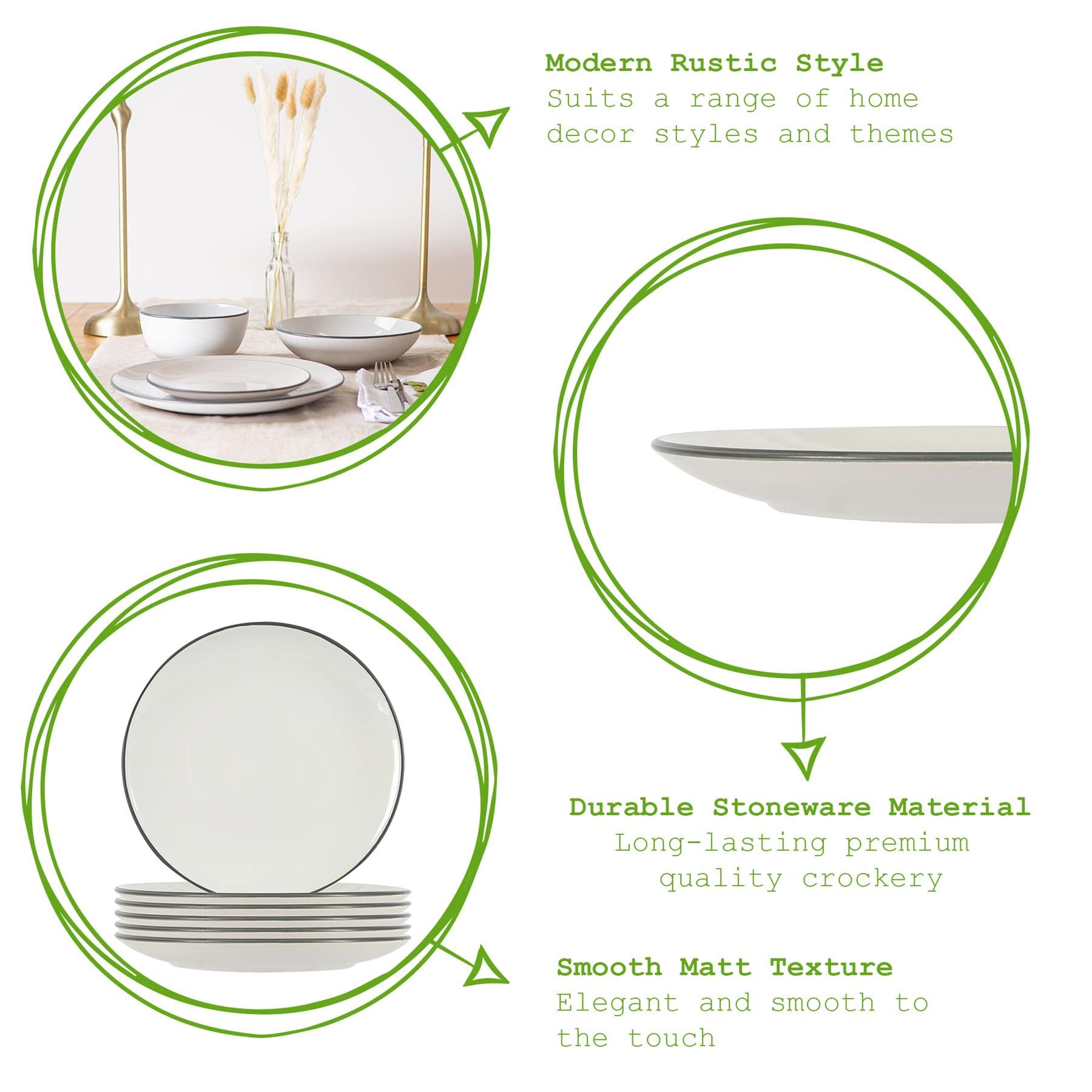 Buy Nicola Spring 24 Piece Stoneware Dinner Set Heavy Duty, Smooth