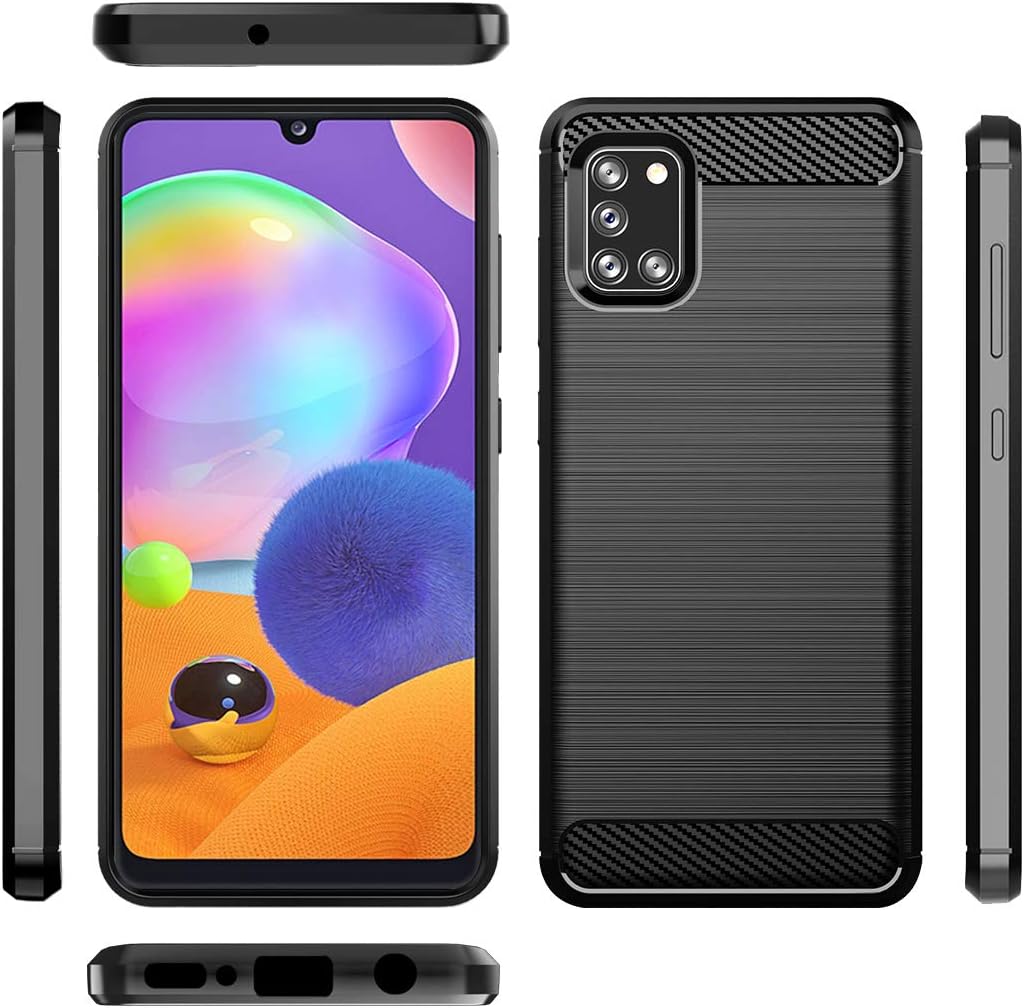 Dzxouui Compatible with Samsung A31 Case,Galaxy A31 Case,Protective Phone Cover Shockproof Soft TPU Case for Samsung Galaxy A31(DL-Black)