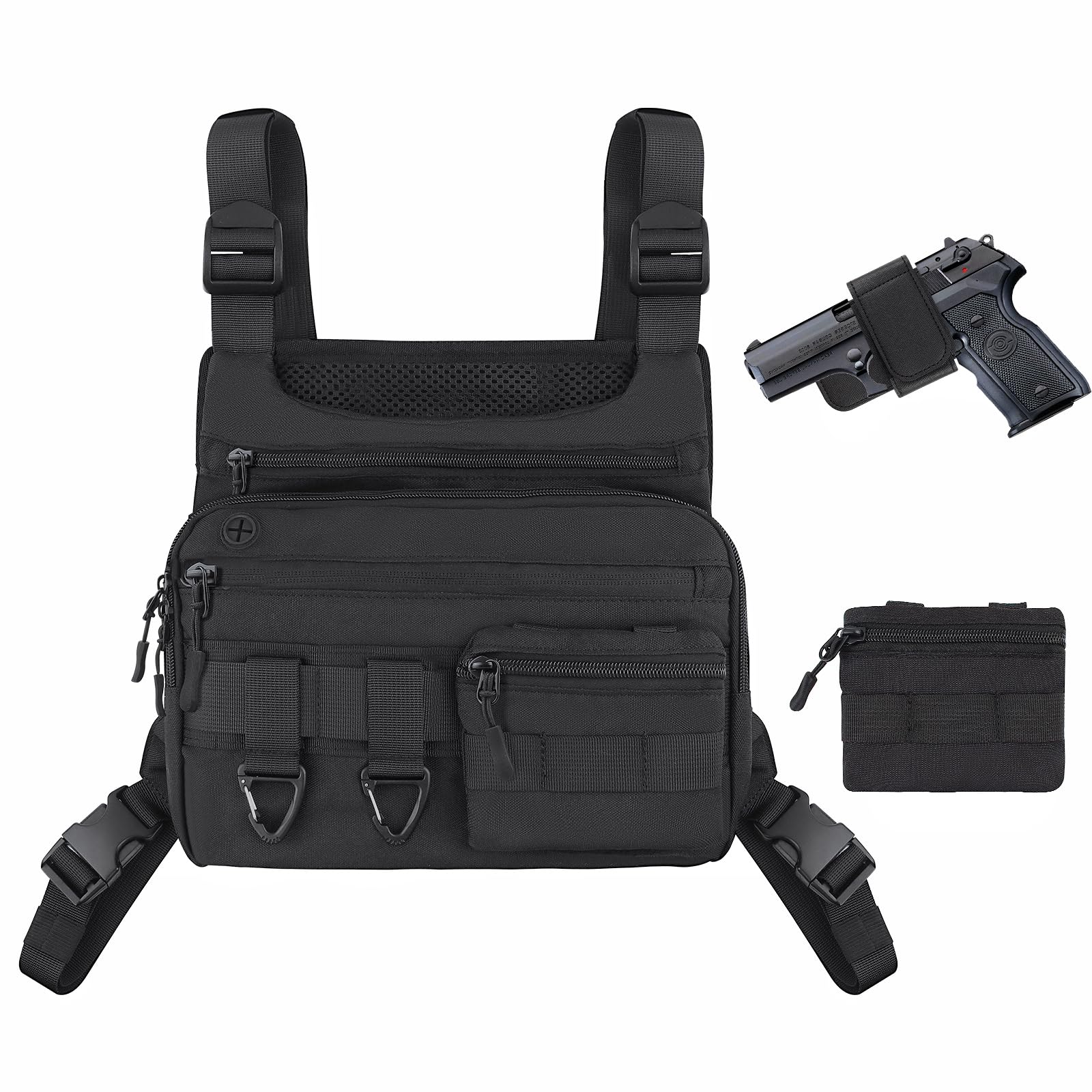 JECOLOS Tactical Chest Bag for Men Lightweight Outdoor Sport Vest Large Capacity Chest Pack, Water Resistant Vest, Practical Tool Bag (Tactical Chest