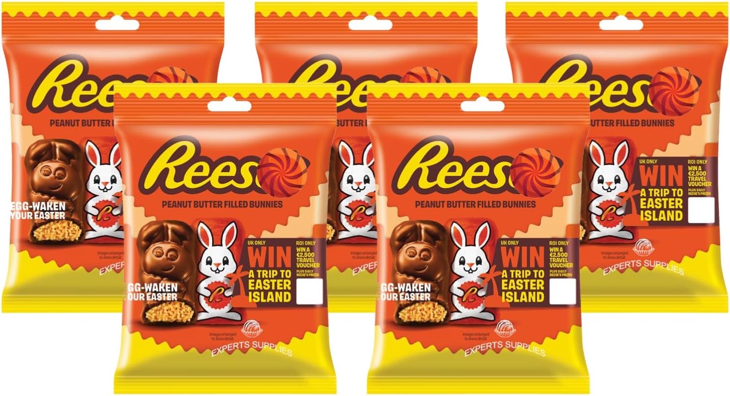NewReese Milk Chocolate Peanut Butter Bunnies 70g Clip Strip, Pack Of 5 Peanut Butter Filled Bunnies for Women, Men and Kids Gift for Easter & Easter Egg Hunts 2026