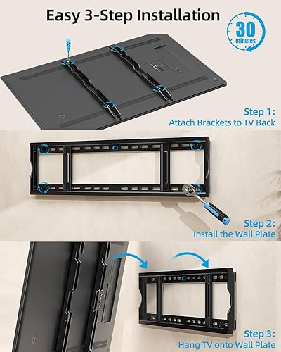 Miniatura 7 de Soporte de pared resistente para televisores grandes de 48 a 150 pulgadas de hasta 330 libras y Vesa de 35.433 x 23.622 in, soporte de pared delgado