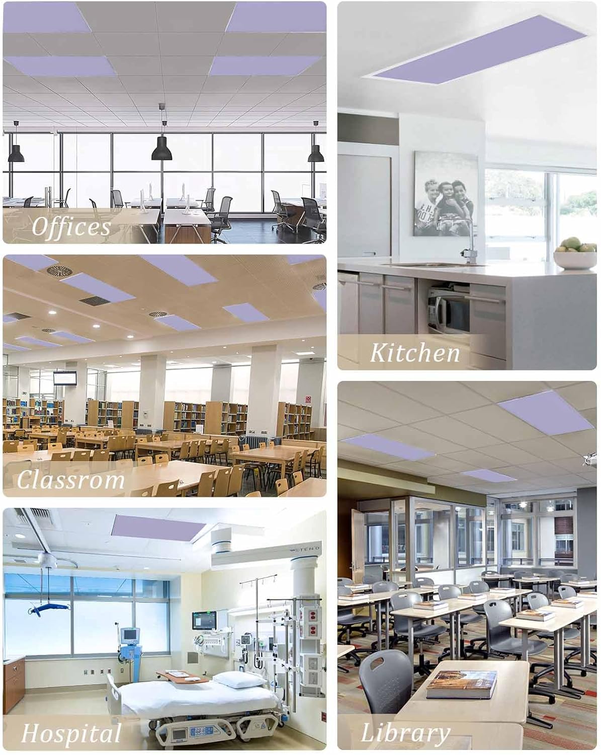 2 Pack Fluorescent Light Cover for Classroom Ceiling Light, Lavender Purple Magnetic Light Cover Filters, Solid Color Light Covers for Office School Home Drop Lamp Ceiling Decor 4x2 Feet