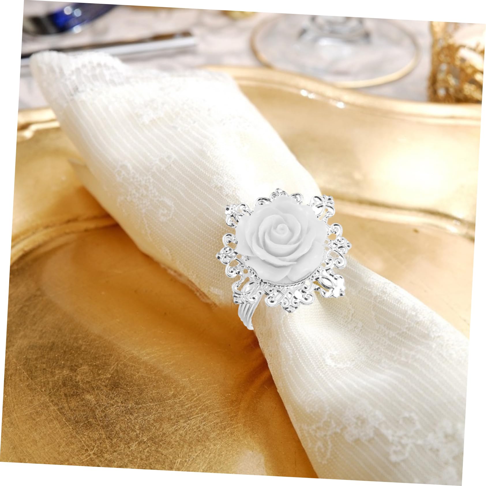 POPETPOP 24stücke Weiß Napkin Ringe Aus Zinklegierung Kreative Serviettenhalter Für Hochzeiten Feste Dinnerpartys Und Mehr