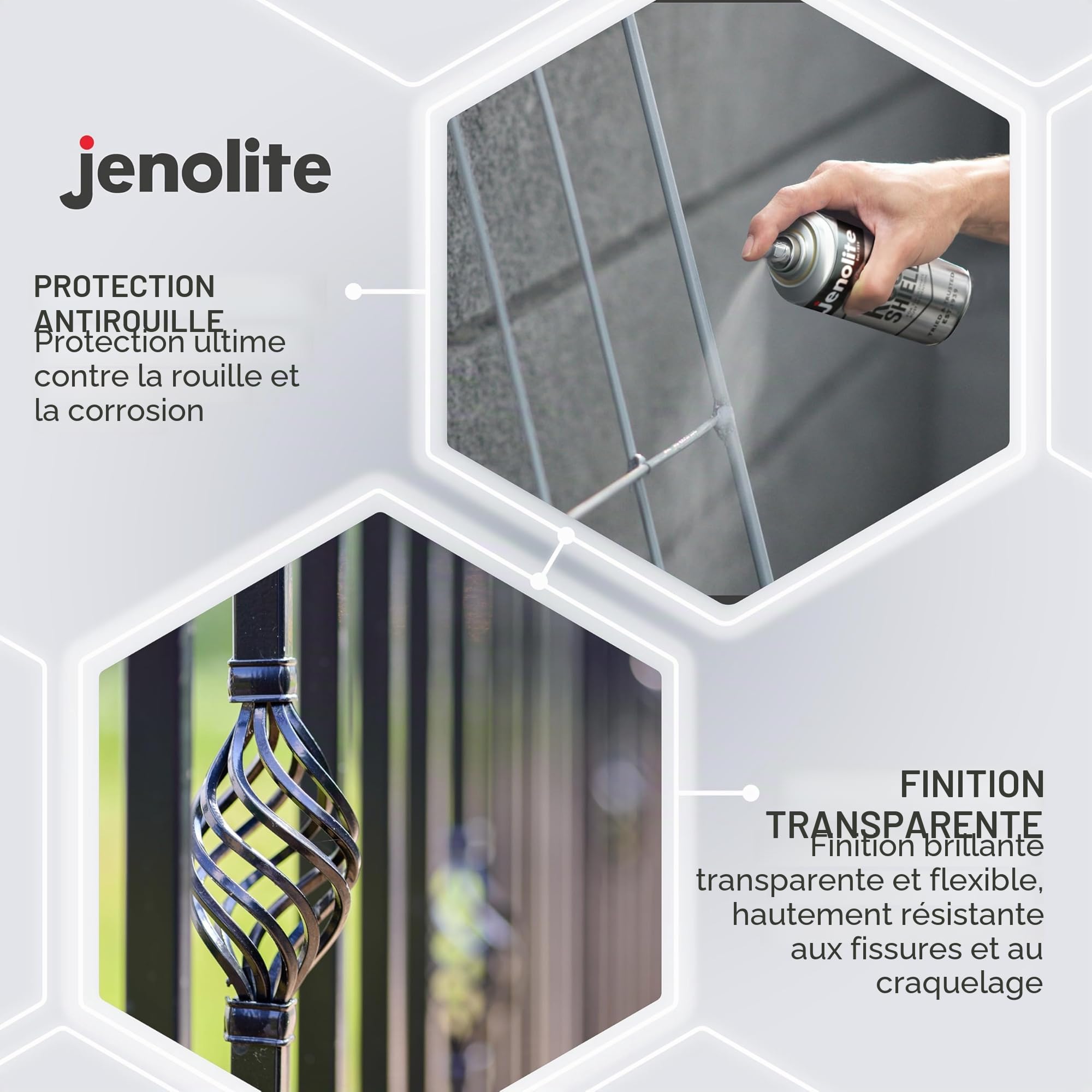 JENOLITE Rust Shield | Vernis Transparent Antirouille en Spray | 3x400ml | Protection Contre la Rouille | Idéal pour Voitures, Motos, Métal Nu, Peinture & Décorations | Résistant aux Intempéries