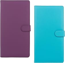 Car Registration and Insurance Holder, 2 Pack Leather Vehicle Glove Box Organizer with Magnetic Shut for Document, Cards, Driver License, Purple and Turquoise Bundle
