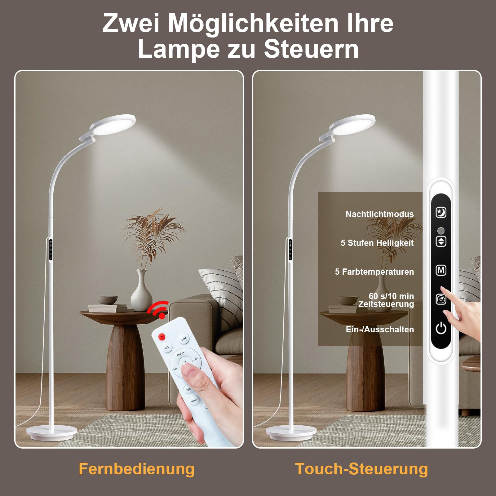 Daglicht Lamp Stehlamp 10000 Lux, 3-In-1 Daglicht Lampen Met Touch-Bediening En Afstandsbediening, 5 Kleuren & 5 Helderheidsniveaus Zonlicht Lamp Voor Kantoor/Thuis