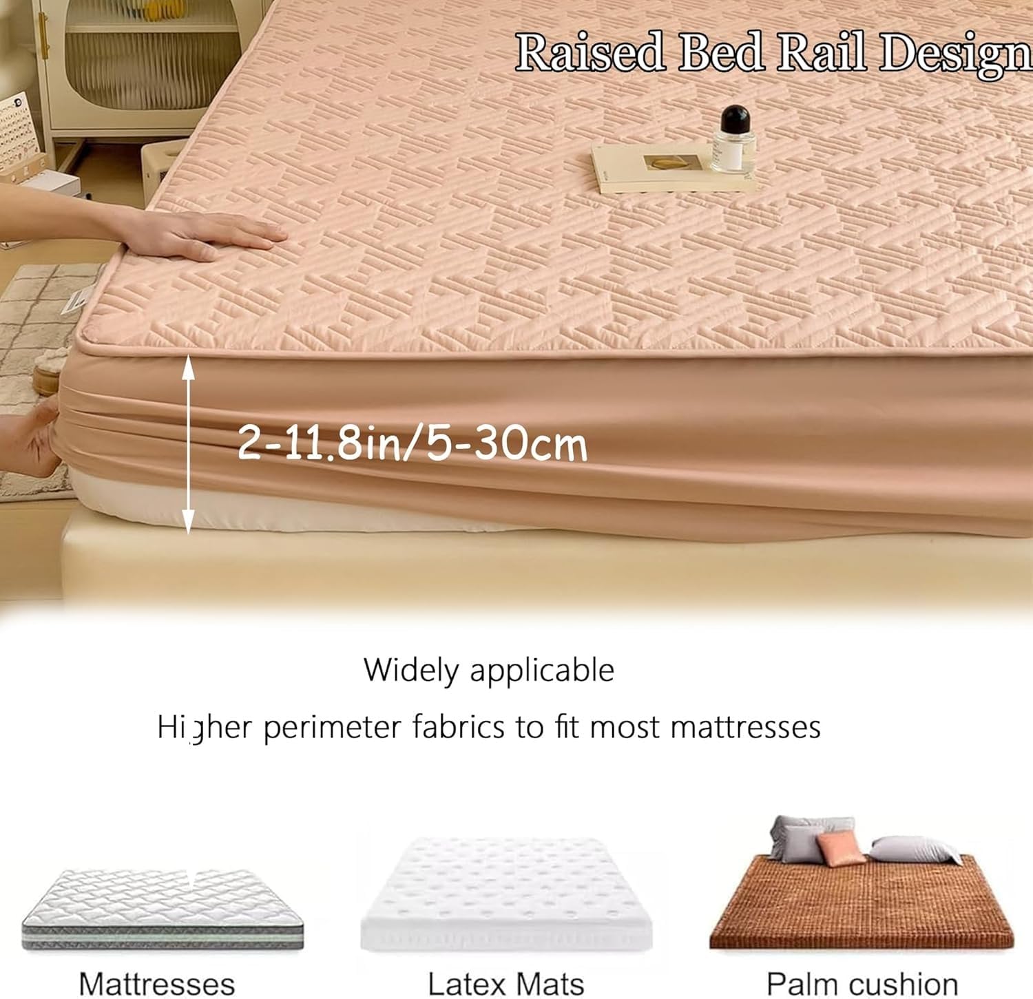 Protector de colchón Acolchado Impermeable tamaño Queen, Protector de colchón elástico Ajustable con Bolsillo Profundo de hasta 28 cm, Lavable a máquina (Blanco, 90 x 190 cm).