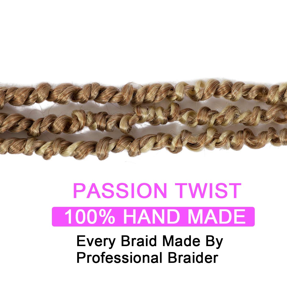 5Packs(115g/pack) Ombre Blonde Pretwisted Passion Twist Corchet Hair 22inch Pre-Looped Long Passion Twist Bohemian Curly Synthetic Braiding Hair Extensions(15strands/pack,T27/613#)