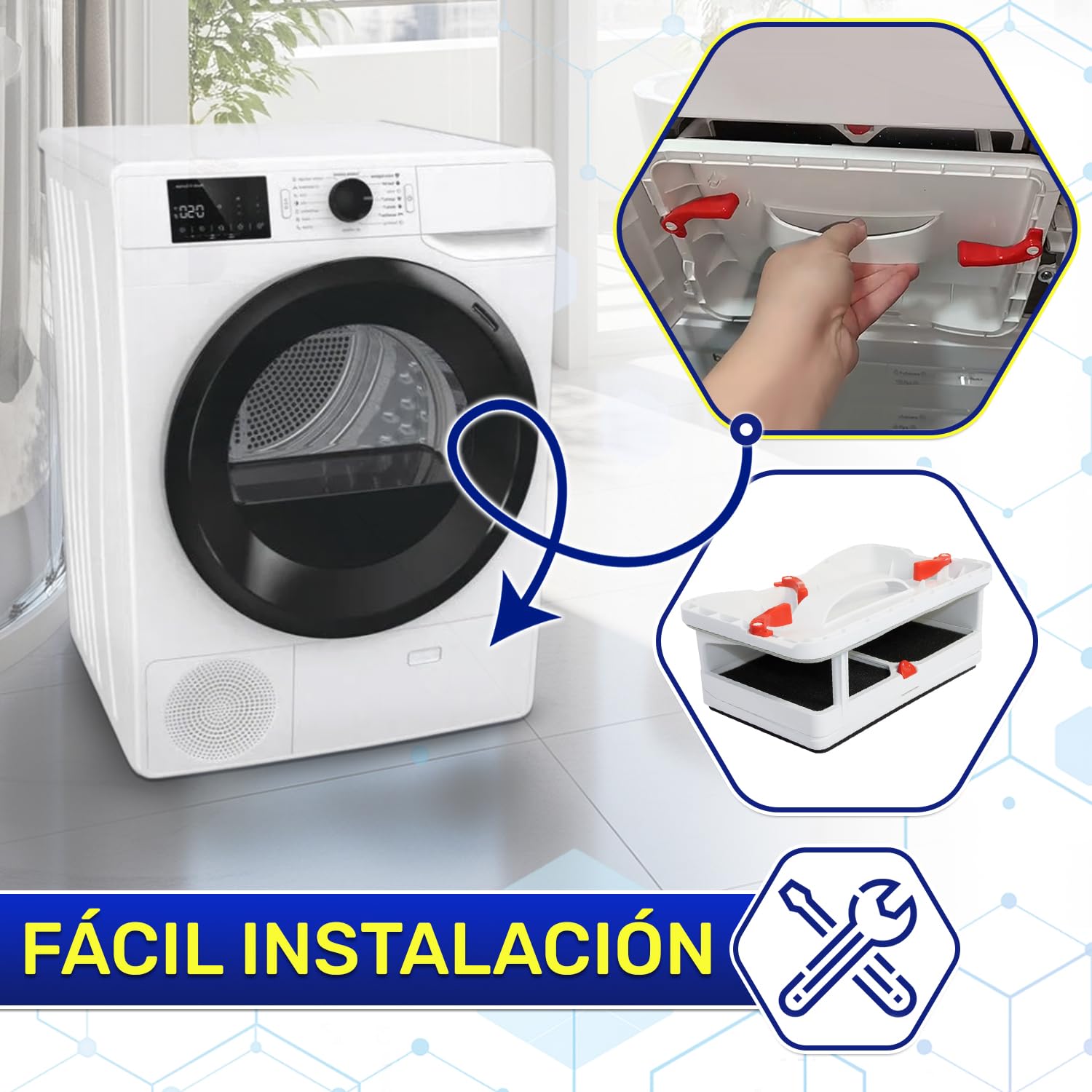 Filtro para Secadora de Ropa Soporte 272mm 2977430600 2964840100 para Beko | C00874382 para Whirlpool para Indesit - Garantía de 10 Años - MONTERAL