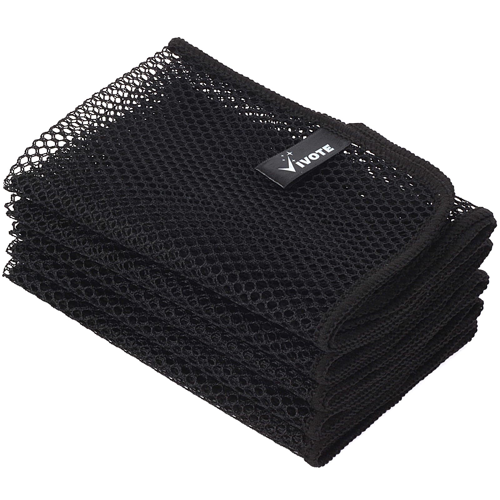 VIVOTE 5 Pack Netted Dish Scrubber, No Odor Dish Washing Net Cloths, Quick Dry Kitchen Dish Cloths, Mesh Dish Cloths, Non-Scratch Dish Wash Net, Machine Washable 30 x 30cm Black