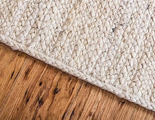 The Weaver House - Alfombra decorativa de yute natural, alfombra bohemia tejida a mano, alfombra decorativa personalizada (M-9-RD-BLK)