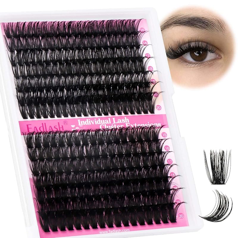 Cílios postiços em tufos FADLASH 60D+80D, curvatura D, 15–20 mm