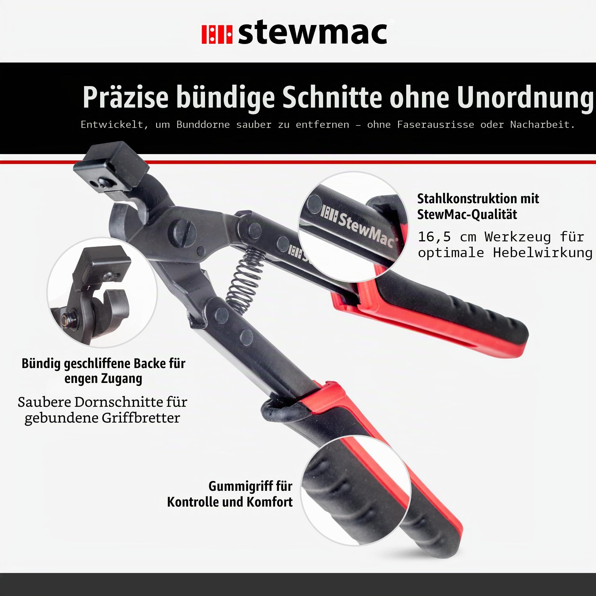 StewMac – Einstellbare Deluxe Bundzange für Gitarre & Gitarrenbau, Spezial-Cutter geeignet für Edelstahl-Bünde (Stainless Steel), Robuste Profi-Qualität