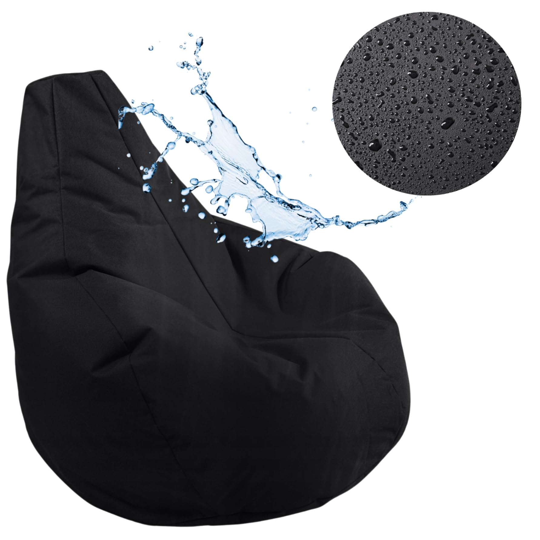 Outdoor & Indoor Sitzsack Gamer mit EPS-Perlen Füllung, Puff, Relax-Sessel, Sitzkissen, Bodenkissen, Bean Bag, 225L Schwarz