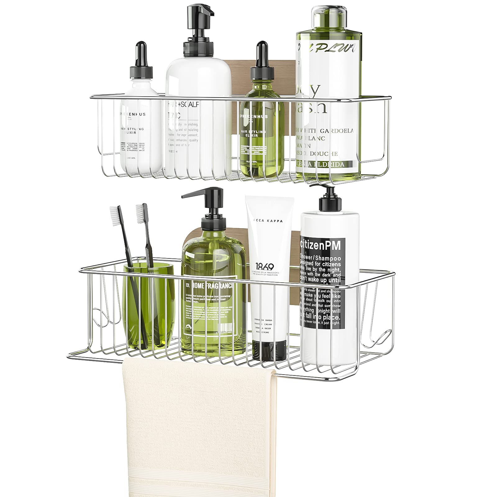 Organizer Da Porta HapiRm Con 9 Ganci E 2 Cesti In Rete – Acciaio Inox 304, Nero – Antiruggine, Senza Fori